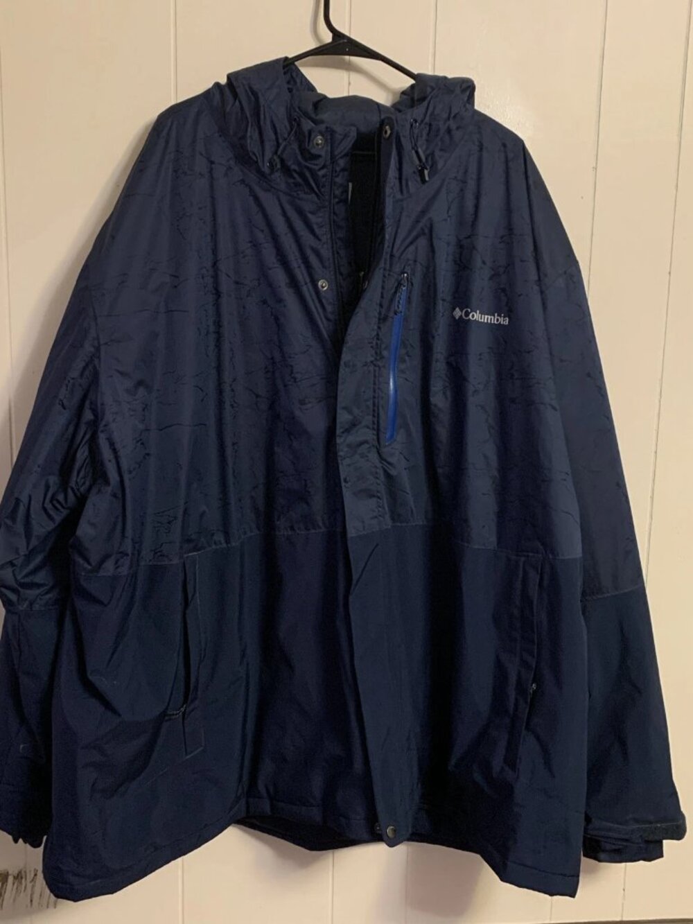 Columbia Waterproof Hooded Big Man Omni-Tech Jacket Navy Blue Mens 6X 6XL